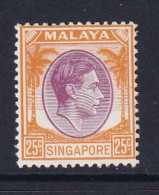 Singapore: 1948/52   KGVI   SG10    25c    [Perf: 14]    MH - Singapur (...-1959)