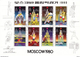 COREE DU NORD 1979 Jeux Olympiques De Moscou II Kleinbogen , Michel 1881-1888 Oblitéré - Estate 1980: Mosca