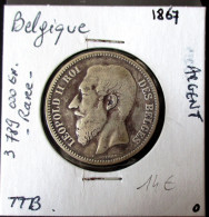 Belgique, 1867 En TTB, 2 Francs, . Argent  Silver - 2 Francs
