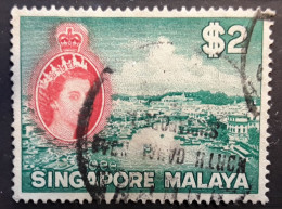 SINGAPORE MALAYA 1955 , Queen Elisabeth II,  Yv 41 $ 2 Green And Red , River O TB VFU - Singapur (...-1959)