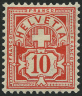 SCHWEIZ BUNDESPOST 85I *, 1906, 10 C. Zinnober Mit Abart Randlinien Rechts Unten Dünn, Falzreste, Pracht, Mi. 40.- - Used Stamps