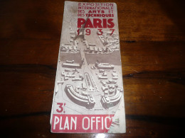 PLAN OFFICIEL EXPOSITION INTERNATIONALE DES ARTS ET TECHNIQUES PARIS 1937 DONT PUBLICITES PUB - Autres Plans