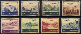 SCHWEIZ BUNDESPOST 387-94 *, 1941, Flugzeug über Landschaften, Falzreste, Prachtsatz - Used Stamps