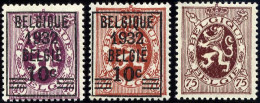 BELGIEN 322-24 *, 1932, Freimarken, Falzreste, 3 Prachtwerte - Ungebraucht