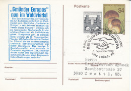 Österreich. Pilz-Postkarte Mit Zudruck: "Gmünder Europas" Nun Im Waldviertel Mit Passendem Sonderstempel, 1990 - Briefkaarten