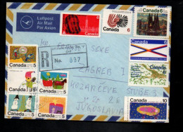 CANADA AFFRANCHISSEMENT COMPOSE SUR LETTRE RECOMMANDEE POUR LA YOUGOSLAVIE 1970 - Cartas & Documentos