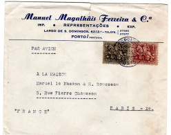 1955  CAD De PORTO  "  Manuel Magalhais  FERREIRA & Cie "  Envoyée à ¨PARIS - Briefe U. Dokumente