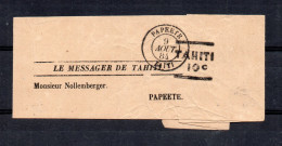 !!! TAHITI, BANDE DE JOURNAL LE MESSAGER DE TAHITI AFFRANCH 10C - Covers & Documents