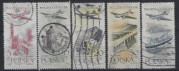 Poland 1958  Flugzug Uber Stadten Und Landschaften (o) Mi.1080-1084 - Used Stamps