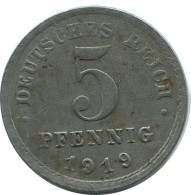 5 PFENNIG 1919 E GERMANY Coin #AE300.U.A - 5 Rentenpfennig & 5 Reichspfennig