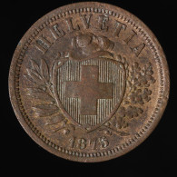  Suisse / Switzerland, , 2 Rappen, 1875, Bern, Bronze, TTB (EF),
KM#4.1 - 100 Franken (oro)