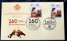 VATICAN-SMOM 2024, 160 ANNI CROCE ROSSA,  JOINT FDC - Unused Stamps