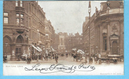 Leeds-Yorkshire-1902-Boar Lane-Horses Hitch-Attelage De Chevaux-Yorkshire Banking-Postmark/7-LEEDS-1902-Hargreaves & Abe - Leeds