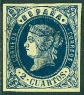 SPAIN 1862 2c BLUE ON YELLOW ISABELLA II* (MH) - Ungebraucht