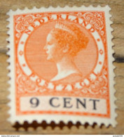 PAYS BAS - NEDERLAND : Wilhemine, 9 Cent, + WATERMARK, 1926-27 , Mint * Hinged  ............ CL1-12-1f - Nuevos