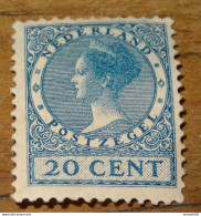 PAYS BAS - NEDERLAND : Wilhemine, 20 Cent, + WATERMARK, 1926-27 , Mint * Hinged  ............ CL1-12-1e - Unused Stamps