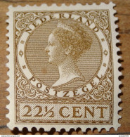 PAYS BAS - NEDERLAND : Wilhemine, 22.5 Cent, + WATERMARK, 1926-27 , Mint * Hinged  ............ CL1-12-1c - Nuevos