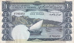 BILLETE DE YEMEN DE 1 DINAR DEL AÑO 1965  (BANKNOTE) - Yémen