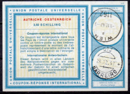 AUSTRIA / PORTUGAL Vi19  3,50 SCH. Int. Reply Coupon Reponse Antwortschein IRC IAS  O WIEN 1967 Redeemed PORTUGAL 1967 - Andere & Zonder Classificatie