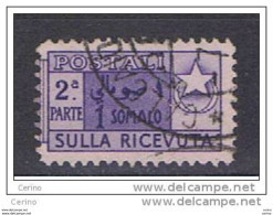 SOMALIA  AFIS:  1950   1/2  P.P. SULLA  RICEVUTA  -  1 S. VIOLETTO  US. -  C.E.I. 7 - Somalia (AFIS)