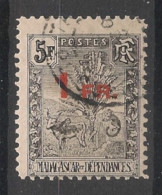 MADAGASCAR - 1921 - N°YT. 124 - Zébu 1f Sur 5f Noir - Oblitéré / Used - Gebruikt