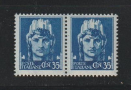 REGNO  VARIETA':  1929  IMPERIALE  -  35 C. AZZURRO  N. -  RIPETUTO  2  VOLTE  -  CORONA  DIRITTA  -  C.E.I. 246 A - Mint/hinged