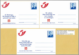 1998 - 3 Cartes Entier Postal / Briefkaarten - Logo Bpost - Changement D'adresse - Pub Générale De Banque - 3 Langues - Adreswijziging