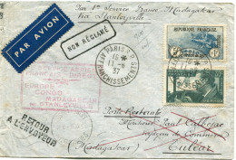 FRANCE LETTRE PAR AVION AVEC AFFRANCHISSEMENT DONT LE N°232 (ORPHELIN) DEPART PARIS 11-6-37 POUR MADAGASCAR - 1927-1959 Brieven & Documenten