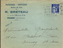 FRANCE 1938:  LSC Ill. De Chinon (I&L) Pour Annecy (Hte Savoie) Avec Le Y&T 365, CAD Et Flamme "Daguin" - 1932-39 Peace