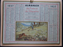 Calendrier Almanach Des Postes Et Télégraphes Oller Année 1937 "Chasse Aux Lièvres" Chasse à Tir Département Tan 81 - Grand Format : 1921-40