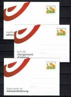 2008 - 3 Cartes Entier Postal / Briefkaarten - Changement D'adresse - Adresverandering - Adressenänderung - Tagetes - Adreswijziging