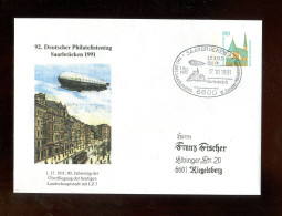 BUNDESREPUBLIK DEUTSCHLAND / 1991, Privatganzsachenumschlag Mit Abb. "Zeppelin-Luftschiff", SSt. "SAARBRUECKEN" (A2325) - Enveloppes Privées - Oblitérées