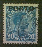 Denmark (Danmark), Scott #J5, Used(o),1921, King Christian X Overprint, Blue, 20ø - Strafport