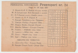 Romania - Programul Pronosport - Concursul Nr. 24 Din 16 Iunie 1957 - Andere & Zonder Classificatie