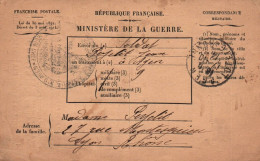 (RECTO / VERSO) CARTE MINISTERE DE LA GUERRE LE 17/10/1914 - CACHET MEDECIN CHEF - BULETIN DE SANTE - FORMAT CPA - Briefe U. Dokumente