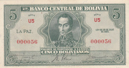 CRBX0417 BOLIVIA 5 BOLIVIANOS 1928 SERIE BAJA EBC - Sonstige – Amerika