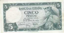 CRBS1336 BILLETE ESPAÑA 5 PESETA 1954 SIN SERIE MBC - Altri & Non Classificati