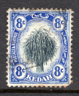 Malaysian States - Kedah - 1912 Rice & Ploughing - Wmk. Mult Crown - 8c Black & Ultramarine Used  (SG 5) - Kedah