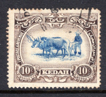 Malaysian States - Kedah - 1912 Rice & Ploughing - Wmk. Mult Crown - 10c Blue & Sepia Used  (SG 6) - Kedah