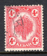 Malaysian States - Kedah - 1919-21 Rice & Ploughing - Wmk. Mult Crown - 4c Red Used  (SG 21) - Kedah