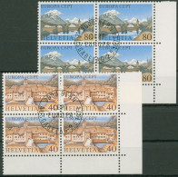 Schweiz 1977 Europa CEPT Landschaften 1094/95 4er-Block Ecke Gestempelt - Oblitérés