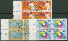 Schweiz 1985 Ereignisse Bäckerei Radio Postkongress 1301/03 4er-Block Gestempelt - Oblitérés