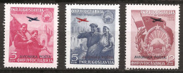 Yougoslavie 1949 N° PA 24 / 6 ** Avion, Aviation, Macédoine, Surchargé, Drapeau, Fusil, Eglise, Marteau, Usine, Partisan - Ungebraucht