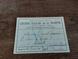 51 Carton  13 X 9,5 Cm De La Sa Grand Bazar De La Marne à Chalons Sur Marnes 1940 - Otros & Sin Clasificación