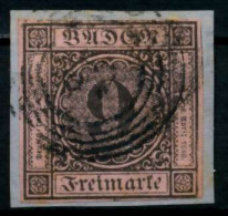 BADEN AUSGABEN VON 1851 - 1858 Nr 4a Gestempelt Briefstück X744A0E - Usados
