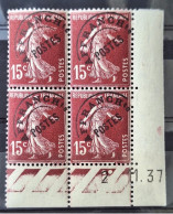 France 1922/32 N°53 En Bloc De 4  2/11/37 ** TB  Cote 7€ - ....-1929