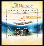 2013 TURKEY MARMARAY WAS ONCE A DREAM, NOW IT'S REALITY - TRAINS , SUBWAY SOUVENIR SHEET MNH ** - Hojas Bloque