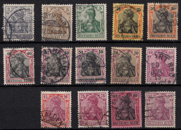 Deutsches Reich Lot 14 Stück Germania Marken Gestempelt   (24414 - Sonstige & Ohne Zuordnung