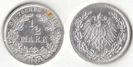 1/2 Mark Kaiserreich EMPIRE 1906 A Silber Jäger 16    (31411 - 1/2 Mark