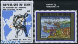 Benin 1992 Discovery Of America 2v, Mint NH, History - Transport - Various - Explorers - Ships And Boats - Maps - Unused Stamps